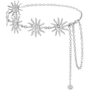 Silver Chain Belts For Women Sun Waist Chain Metal Punk Vintage Adjustable💕